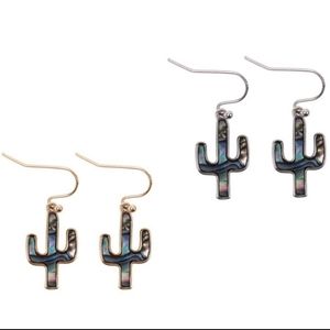 New Abalone Shell Cactus Dangle Earrings